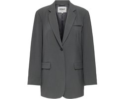 ONLY Dames Blazer Donkergrijs Melange – Oversize Fit – Duurzaam Polyester Stretch – Herfst/Winter