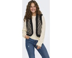 ONLY Dames Gilet Zwart Aztec Print – Regular Fit – Teddy – 100% Polyester