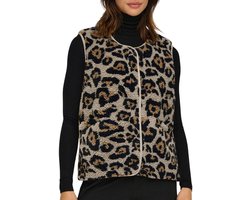 ONLY Dames Teddy Vest Bruin – Leopardprint – Regular Fit – Duurzaam Polyester