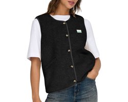 Only Gilet Onlbaby Life Teddy Vest Pnt Cs 15335416 Black/vintage Batch Dames Maat - XS