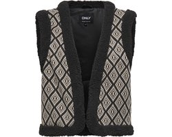 Only Gilet Onljessie Aztec Teddy Waistcoat Cs 15323165 Black/aztec Ecru Dames Maat - XL