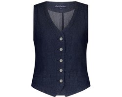 Red Button Gilet Waistcoat Denim Herringbone Srb4587 15 Dark Blue Dames Maat - L