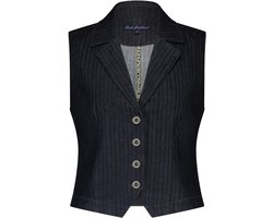 Red Button Gilet Waistcoat Srb4742 Blue Denim Stripe Dames Maat - M