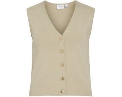 Vila Gilet Vicharvi S/l Button Glitter Knit Ve 14113306 Frosted Almond/light Gold Glitter Dames Maat - XL