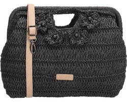 Beagles Amalfi Crossbodytas - Schoudertas - Handtas - Riet - Dames - Dames Tas - Zwart