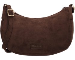 Beagles Chino Crossbodytas - Faux Suède - Schoudertas - Damestas - Halfrond Model - Ritssluiting - Verstelbare Schouderband - Donkerbruin