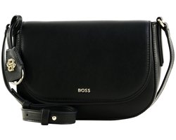 BOSS Leren schoudertas Numah Saddle Bag Black zwart