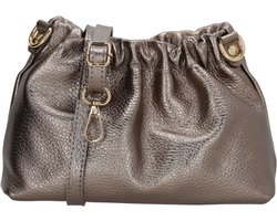 Charm London Vittoria Crossbodytas - Damestas - Schoudertas - Drukknoopsluiting - Verstelbare Schouderband - Afneembare Schouderband - Leren Dames Tas - Brons