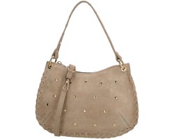 Charm London Vittoria Crossbodytas - Suede Look - Damestas - Schoudertas - Afneembaar Handvat - Verstelbare Schouderband - Ritsvak - Leren Dames Tas - Lichttaupe