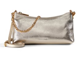 COCCINELLE Leren schoudertas Aura Mini Bag Grained Leather Pale Gold goudkleurig
