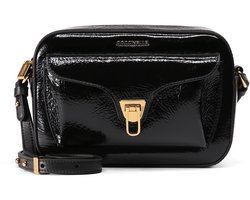 COCCINELLE Leren schoudertas Beat Shiny Wrinkled Camera Bag Noir / Noir zwart