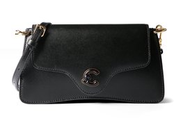 COCCINELLE Leren schoudertas C-Me Calf & Marb Crossbody Bag Noir zwart