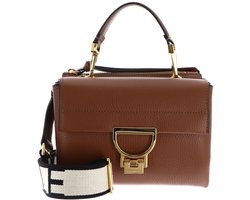 COCCINELLE Leren schoudertas handtas Arlettis Signature Handbag Grained Leather Cognac bruine