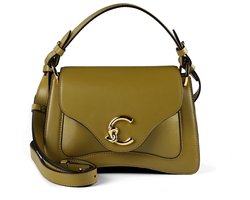 COCCINELLE Leren schoudertas handtas C-Me Calf Handbag Seagrass kaki