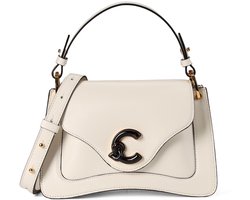 COCCINELLE Leren schoudertas handtas C-Me Calf & Marb Handbag Pearl crème