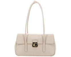 COCCINELLE Leren schoudertas handtas C-Me Lock Handbag Grained Leather Sandshell beige