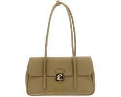 COCCINELLE Leren schoudertas handtas C-Me Lock Handbag Grained Leather Seagrass kaki