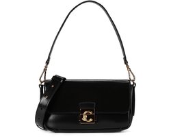 COCCINELLE Leren schoudertas handtas C-Me Lock Shiny Smooth Handbag Leather Noir zwart