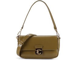 COCCINELLE Leren schoudertas handtas C-Me Lock Shiny Smooth Handbag Leather Seagrass kaki