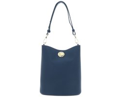 COCCINELLE Leren schoudertas Nikla Handbag Double Grainy Leather Deep Blue / Sandshell blauw