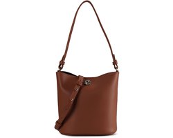 COCCINELLE Leren schoudertas Nikla Mini Bag Double Grainy Leather Cognac / Noir bruine