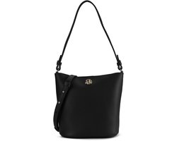 COCCINELLE Leren schoudertas Nikla Mini Bag Double Grainy Leather Noir / Cognac zwart