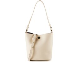 COCCINELLE Leren schoudertas Nikla Mini Bag Double Grainy Leather Pearl / Cognac crème