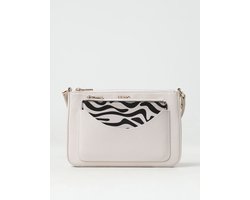 Crossbody Bag with Zebra Print Pocket Wo - White Crossbody Bags