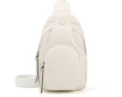 Dames Crossbody Rugzak Wit - Damestas Schuine Rugtas - Sling Bag - Cadeau Vrouwen - Crossbodytas