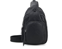 Dames Crossbody Rugzak Zwart - Damestas Schuine Rugtas - Sling Bag - Cadeau Vrouwen - Trendy Tassen - Crossbodytas