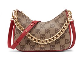 DKNY schoudertas handtas Jenna Demi Crossbody Bag Chino / Bright Red Lichtbruin
