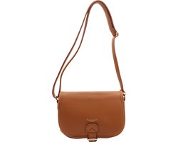 Flora & Co crossbody tasje met flap - ritssluiting - camel