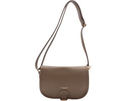 Flora & Co crossbody tasje met flap - ritssluiting - taupe