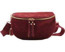 Flora&Co - Handtas - Crossbodytas - Bumbag - Ribfluweel - bordeaux