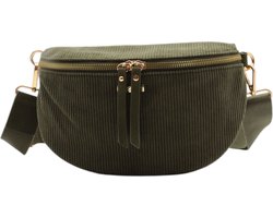 Flora&Co - Handtas - Crossbodytas - Bumbag - Ribfluweel - kaki