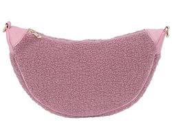 fluffy roze teddie tas - teddy bag - crossbody dames - pink - met mooie brede schouderband - verstelbaar - cadeau - moeder dochter