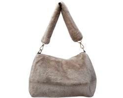 Fluffy schoudertas - Crossbodytas - Taupe