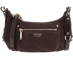 GUESS Leren schoudertas Marsha Mini Crossbody Bag Espresso donkerbruin