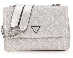 GUESS schoudertas avondtas Giully II Compound Convertible Flap Bag Silber zilverkleurig