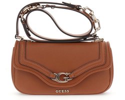 GUESS schoudertas Dea Crossbody Flap Bag Cognac bruine