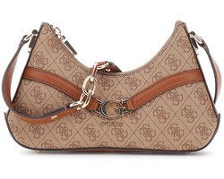 GUESS schoudertas Dea Crossbody Top Zip Latte Logo Lichtbruin