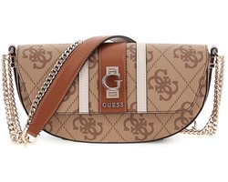 GUESS schoudertas Erenia Convertible Crossbody Flap Latte Logo Lichtbruin