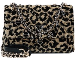 GUESS schoudertas Giully II 2 Compartment Convertible Flap Leopard Lichtbruin