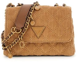 GUESS schoudertas Giully II Mini 2 Compartment Convertible Flap Cognac bruine