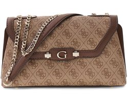 GUESS schoudertas handtas Lindsey Convertible Xbody Flap Latte Logo Lichtbruin