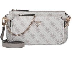 GUESS schoudertas handtas Noelle II Double Pouch Crossbody Bag Dark Taupe Logo