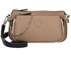 GUESS schoudertas handtas Noelle II Double Pouch Crossbody Bag Tan Multi Taupe