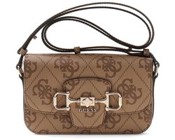 GUESS schoudertas Janie Logo Convertible Xbody Flap Latte Logo Lichtbruin