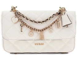 GUESS schoudertas Libby Flap Crossbody Bag Cream White crème