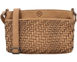Hide & Stitches Inspired by Illusion Crossbodytas - Leer - Voorvak - Achtervak - Verstelbare Schouderband - Dames - Schoudertas - Leren Dames Tas - Zand